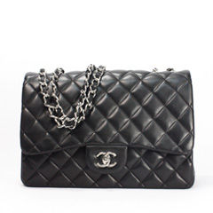 샤넬 클래식 램스킨 라지 블랙/은장