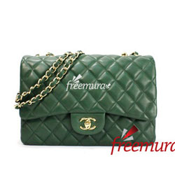 샤넬 클래식 램스킨 라지 그린금장