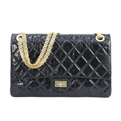 샤넬 빈티지 메탈릭 31cm 점보 칼프스킨 다크 그레이/금장