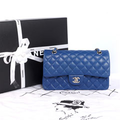 샤넬 클래식 2.55미듐 램스킨 블루