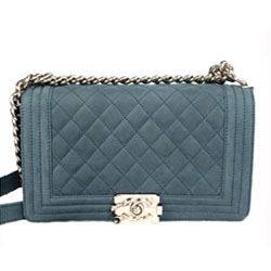 샤넬 이지 캐비어 보이백 미듐 그레이