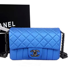 샤넬 램스킨 숄더백 블루