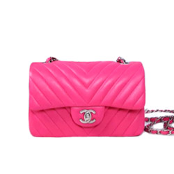 샤넬 1116 램스킨 플랩백 핑크 20cm 은장