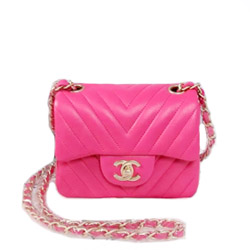 샤넬 램스킨 미니플랩백 1115 핑크 금장 16cm