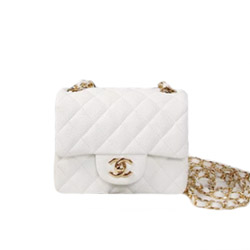 샤넬 캐비어  1115 미니 플랩백17.5cm 화이트/금장