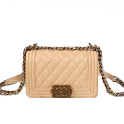 샤넬 캐비어 보이백 라잇베이지 20cm 금장