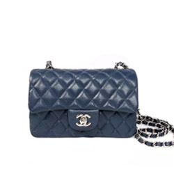샤넬 캐비어 클래식 플랩백2.55 네이비/은장 20cm
