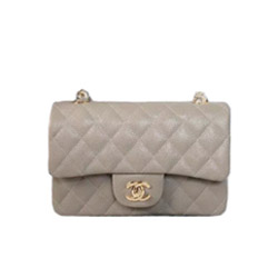 샤넬 캐비어 클래식 플랩백2.55 그레이/금장 20cm