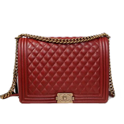 샤넬 캐비어 보이백 버건디/금장 30cm