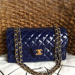 샤넬 페이던트 클래식 플랩백 네이비 /금장