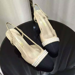 샤넬 진주 구두 베이지