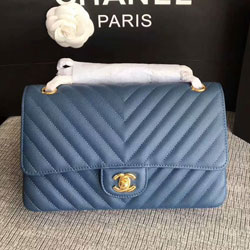 샤넬 클래식 캐비어 금장 25cm