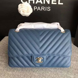 샤넬 클래식 캐비어 은장 25cm