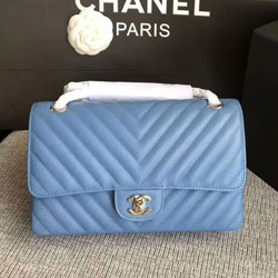 샤넬 클래식 캐비어 은장 25cm